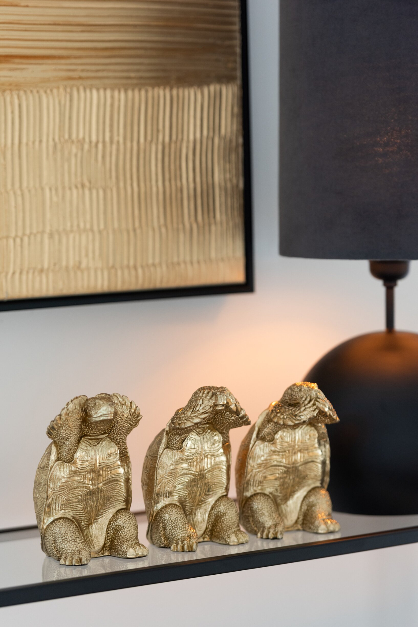 Decoratiefiguur Deimmor Vinyl Goud H14 cm - Set van 3 - Afbeelding 2