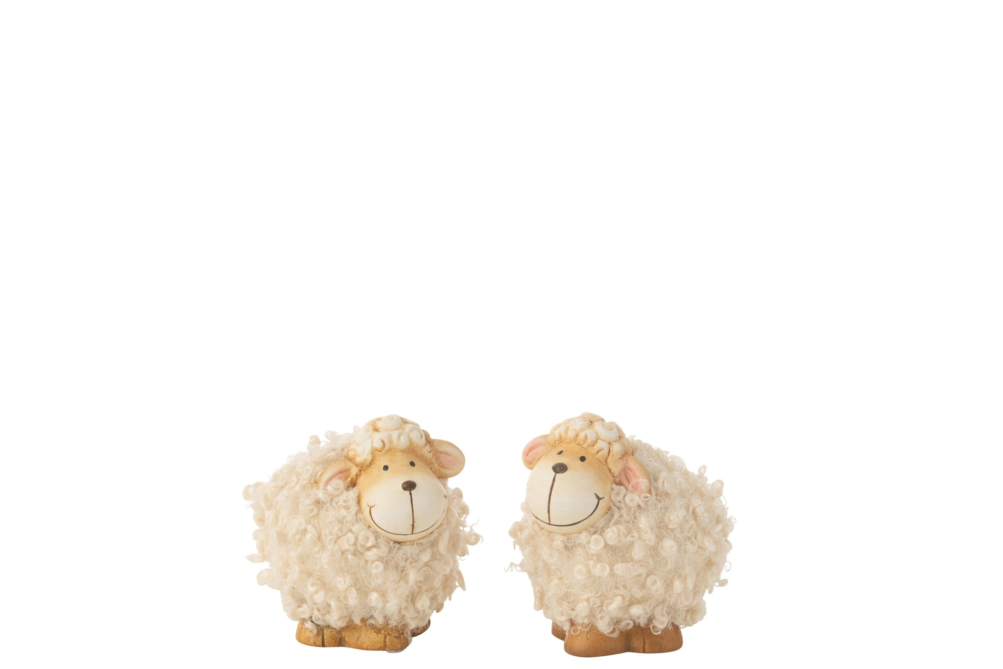 Set van 2 Virmena porseleinen schapen in naturel, compact decoratiefiguur met zachte glazuurafwerking
