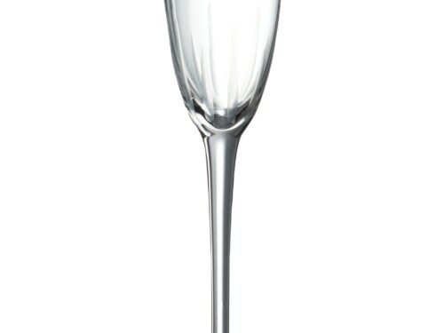 Triendond transparant glazen woonaccessoire met geribd bolmotief en slank, hoog design
