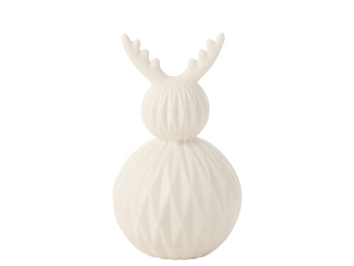 Hertlamp Steinnun porselein: witte LED-deerlamp met glanzende afwerking en subtiele winterse uitstraling