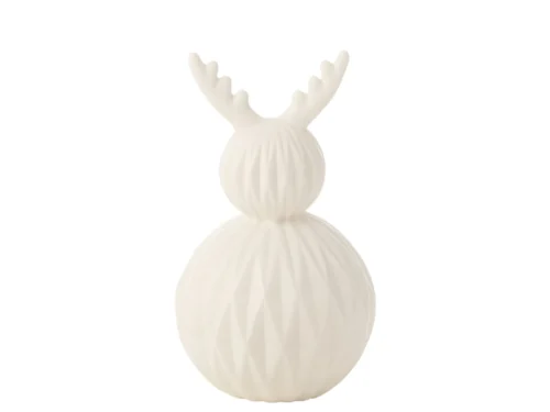 Hertlamp Steinnun porselein: witte LED-deerlamp met glanzende afwerking en subtiele winterse uitstraling
