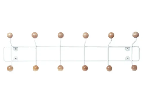 PT wandkapstok Saturn met houten bollen en wit metalen frame, modern en speels design