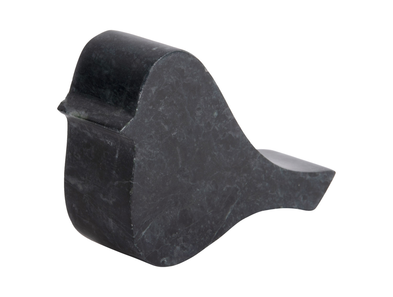 Beeld Veiskor donkergroen marmerlook, compact decoratief woonaccessoire met stijlvolle organische vorm