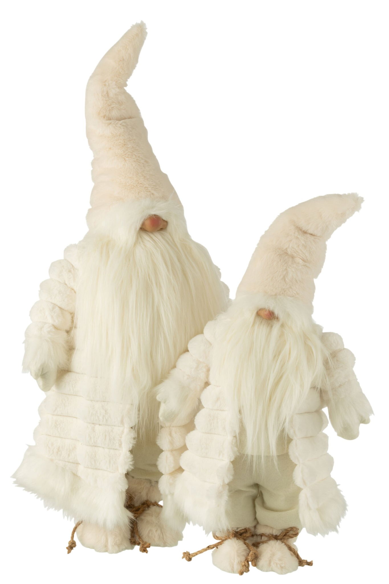 Witte Baurrona woonaccessoire set van 2 gnome decoraties met zachte polyester uitstraling en lange baard