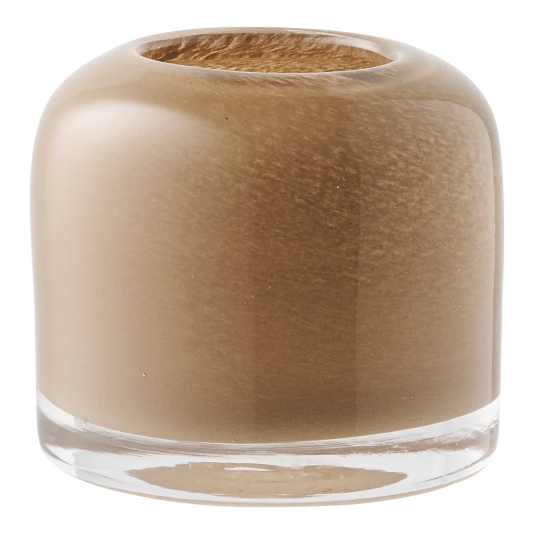 Kaarsenhouder Traudena glas bruin, compact en elegant met mondgeblazen uitstraling