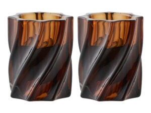 Kaarsenhouder Keenton Glas Bruin - Set van 2