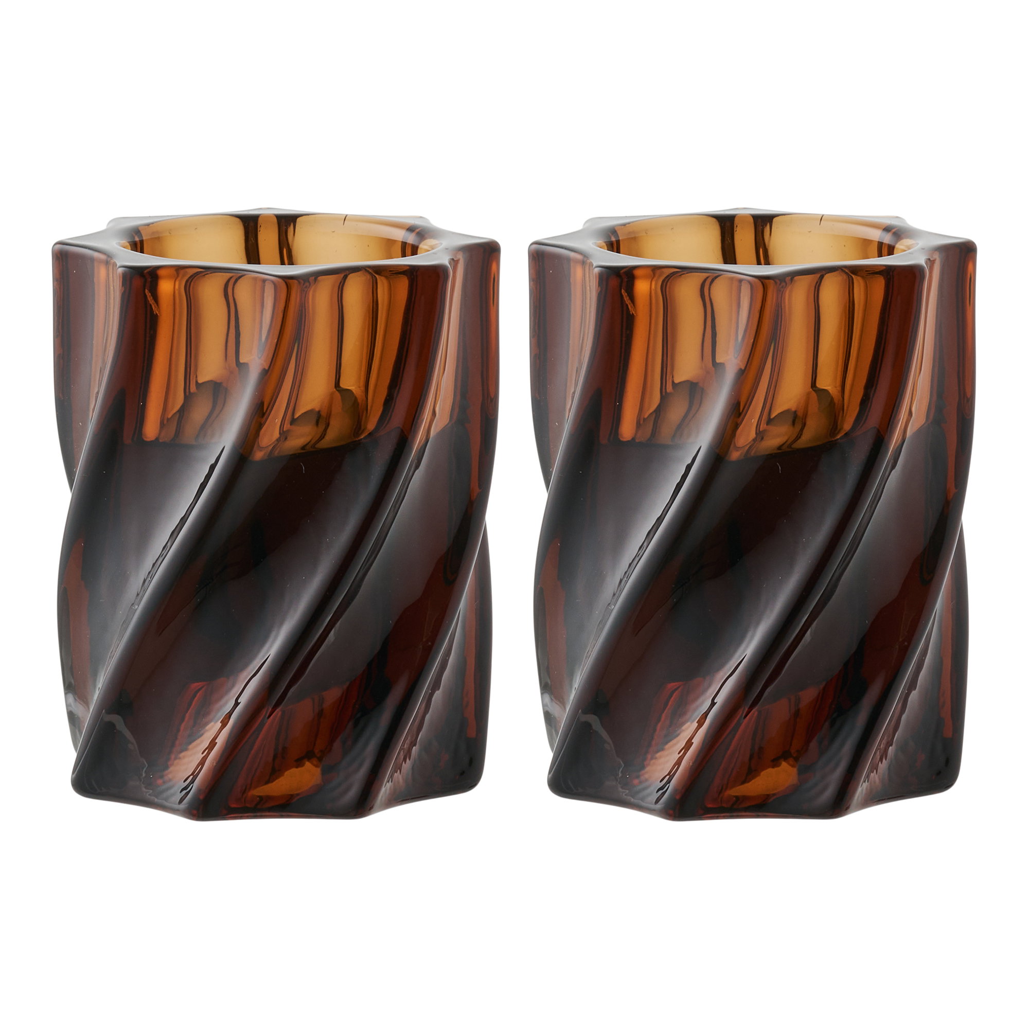 Kaarsenhouder Keenton Glas Bruin - Set van 2