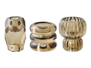 Kandelaar Vemik Glas Bruin - Set van 3