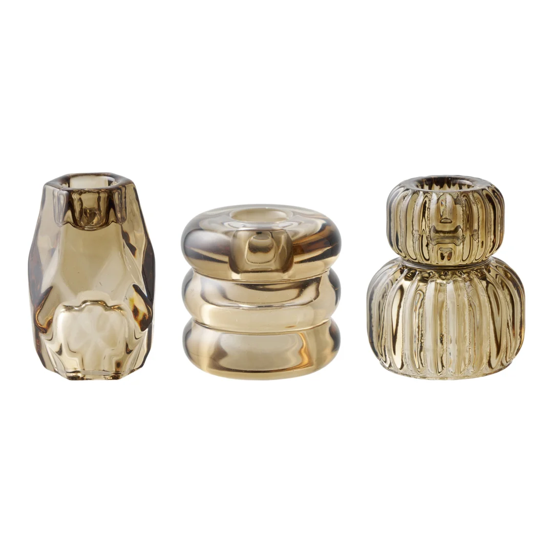 Kandelaar Vemik Glas Bruin - Set van 3 - Afbeelding 2