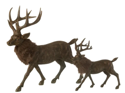 Beeld Zaldona polyresin bruin, decoratieve herten met gewei en natuurgetrouwe afwerking, H39 cm