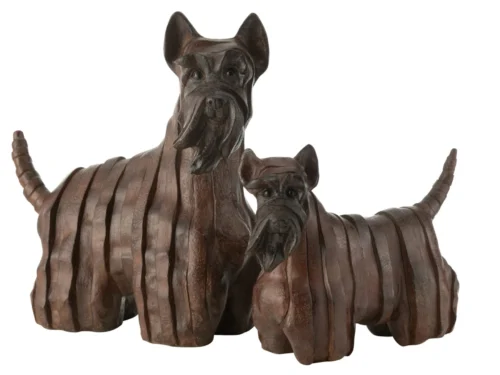 Decoratiefiguur Gaaldi Schotse Terriër in bruin polyresin, met stoere details en moderne uitstraling