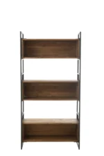 Wandplank Trinnon hout 100 cm met gerecycled hout en ijzeren frame, naturel en stoer design met 3 vakken