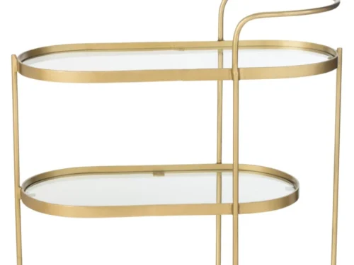 Spiegel Kaundang Goud met ovale vorm, goudkleurig metalen frame en stevig wandmodel