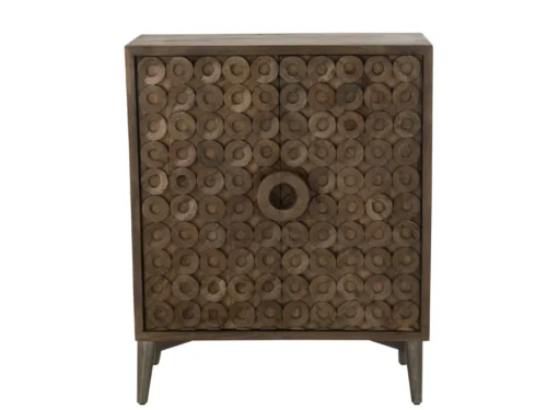 Kast Zunnos Bruin 45 cm met 2 deuren, mangohoutlook en slanke poten, compact en stoer