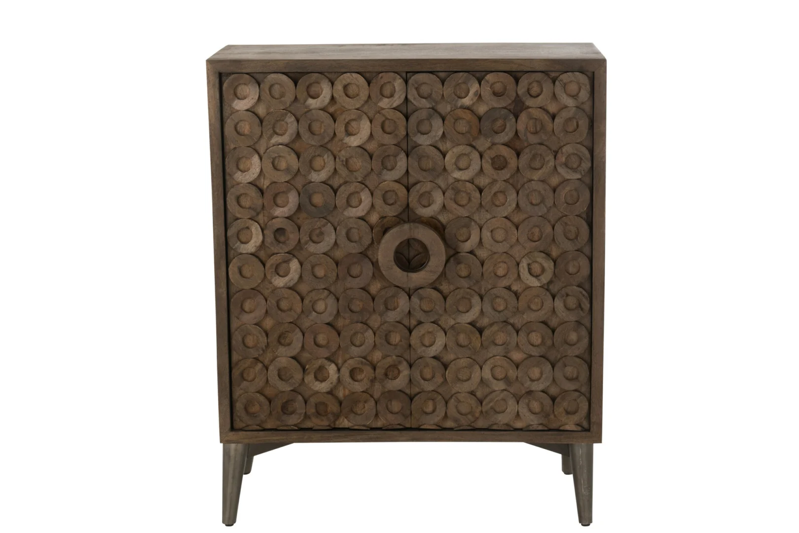 Kast Zunnos Bruin 45 cm met 2 deuren, mangohoutlook en slanke poten, compact en stoer