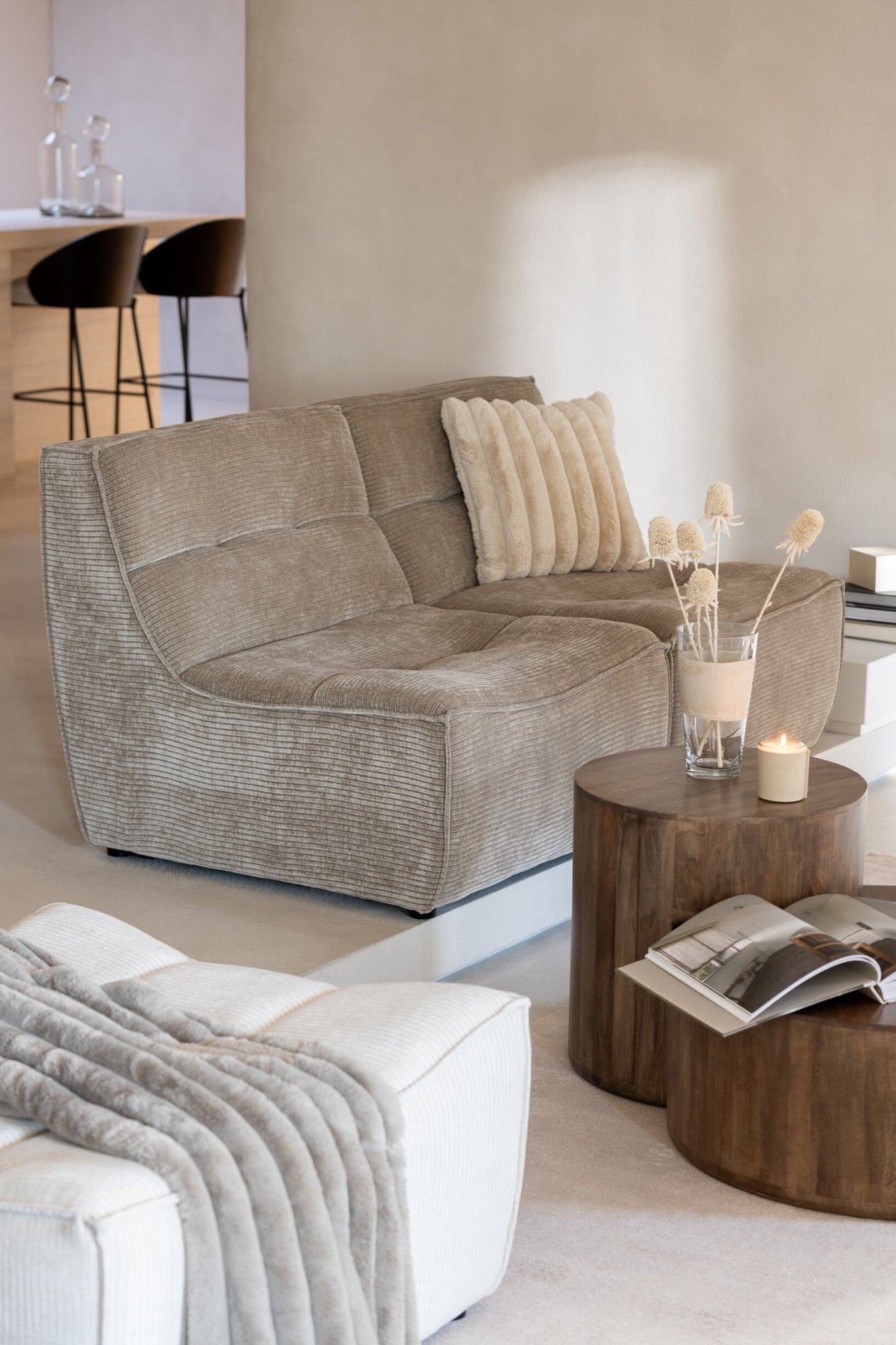 Poef Launsaro Kunstleer Beige - Afbeelding 6