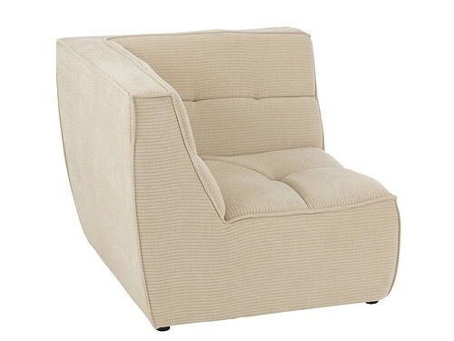 Hoekbank Preirmang kunstleer beige, compacte hoekbank met zachte ribstructuur en comfortabele zitting