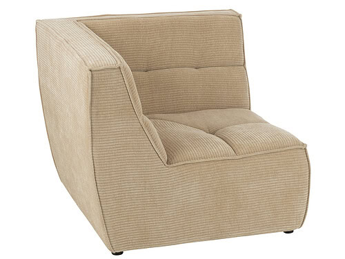 Hoekbank Klurnil Kunstleer Beige, compact, met ribstructuur en zachte zitting voor een rustige uitstraling