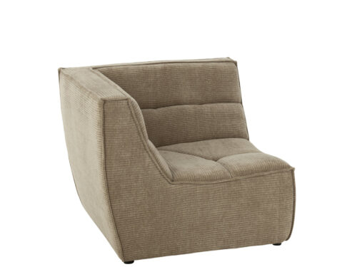 Hoekbank Moskil kunstleer bruin, hoekmodule met ribstoflook en comfortabele, zachte zitting