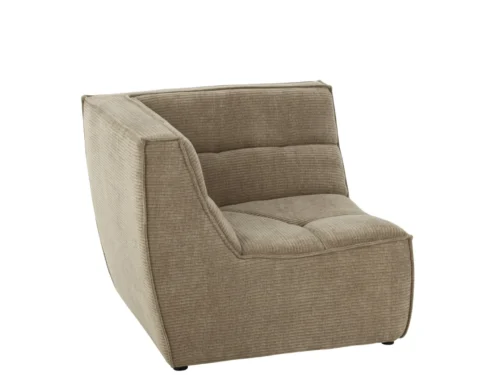 Hoekbank Moskil kunstleer bruin, hoekmodule met ribstoflook en comfortabele, zachte zitting