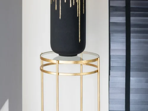 Sieson metalen vaas goud en zwart, hoge slanke vorm, 70 cm, stijlvol als set van 2