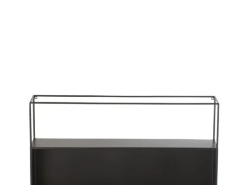 Wandplank Prontia Metaal 80 cm met zwart ijzer en glazen plank, strak en industrieel design