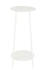 Bloemenstandaard Naunti wit metaal, slank design en ronde planken voor planten of woonaccessoires