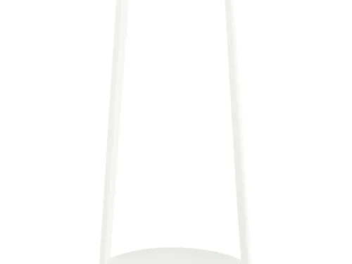 Bloemenstandaard Naunti wit metaal, slank design en ronde planken voor planten of woonaccessoires