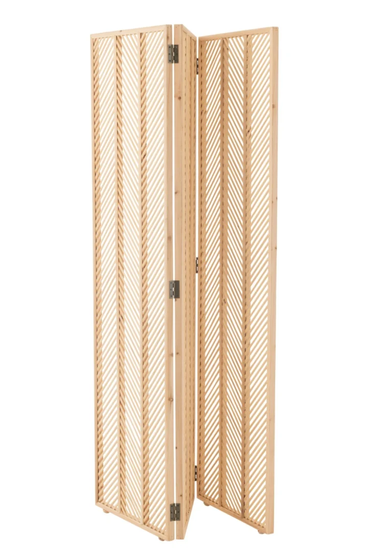 Woonaccessoire Viemmaro bamboe naturel, elegant kamerscherm met opengewerkte latten en scharnieren