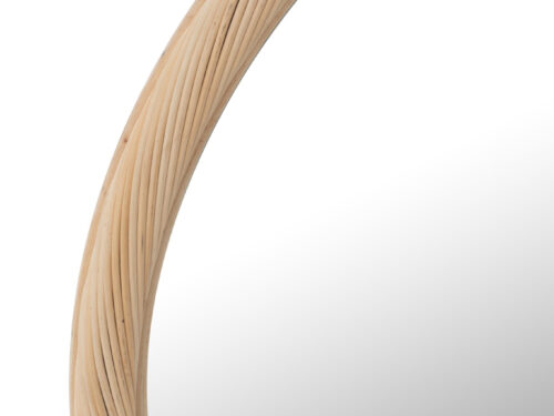 Spiegel Brauntes Naturel met ronde rotanlijst en natuurlijk houten uiterlijk, 81 cm groot