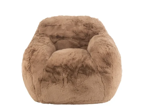 Bank Steedak Polyester Grijs, compacte pluizige fauteuil in grijsbruin polyester met zachte ronde vorm