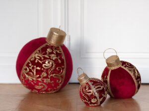 Kerstballen Livorno Stof Rood