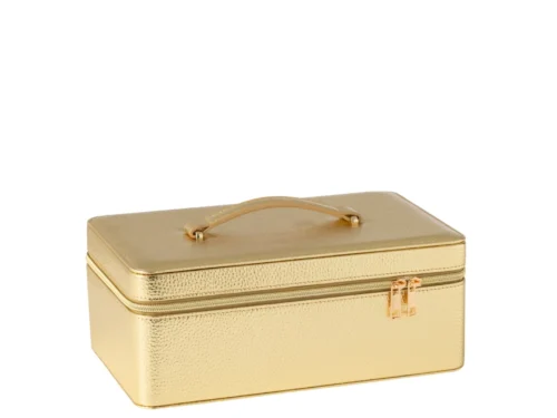 Spiegel Slootis goud cosmeticadoos met spiegel, ritssluiting en handvat, 19 x 12 cm