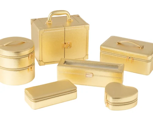 Gouden Liemman sieradendoos set met meerdere opbergvakken, ritssluitingen en handgrepen