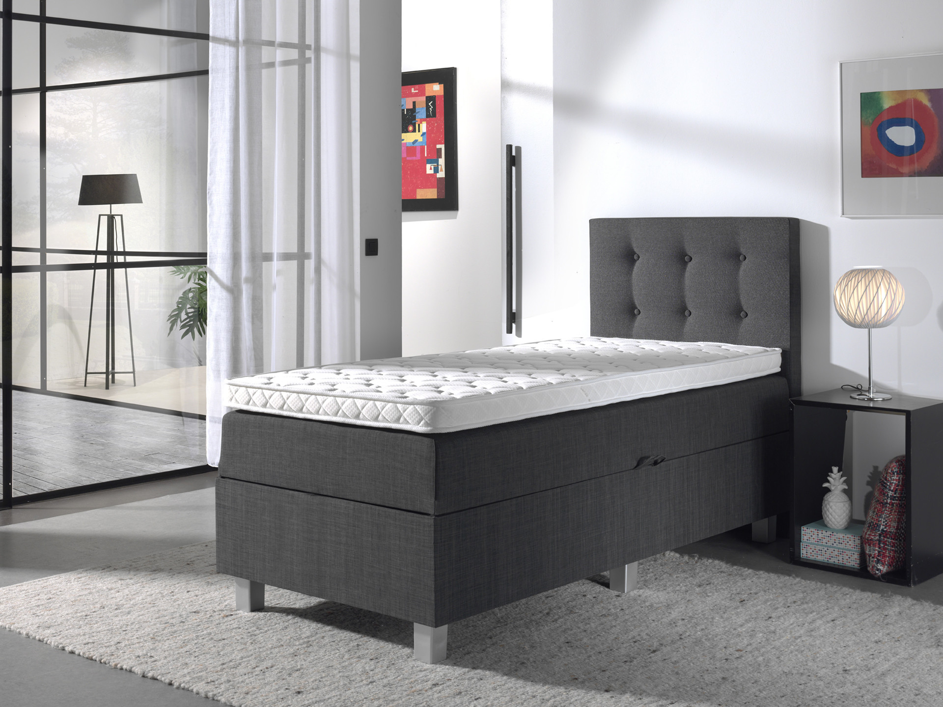 Boxspring Graallen Antraciet 90x200 - Afbeelding 2