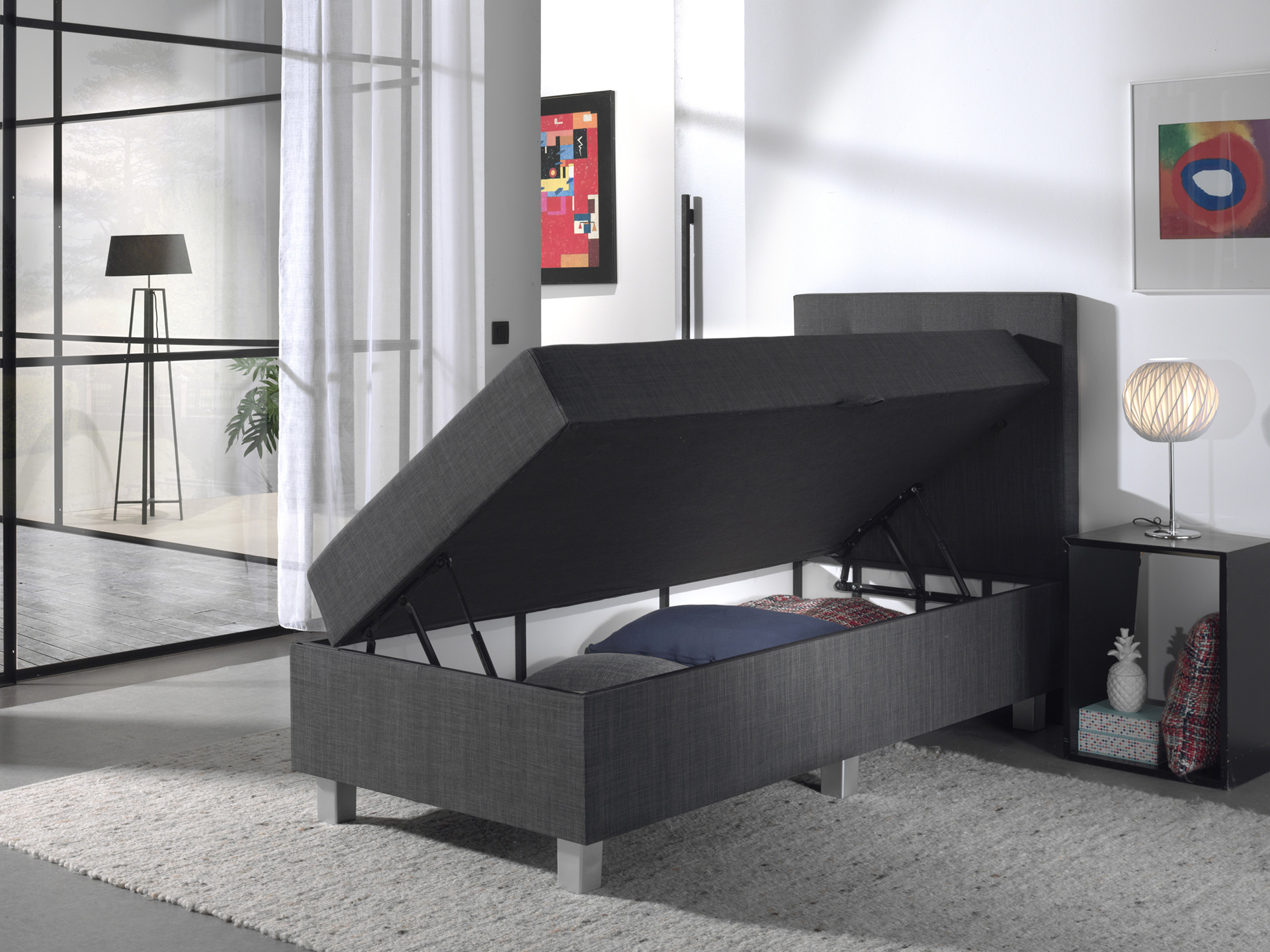 Boxspring Graallen Antraciet 90x200 - Afbeelding 3