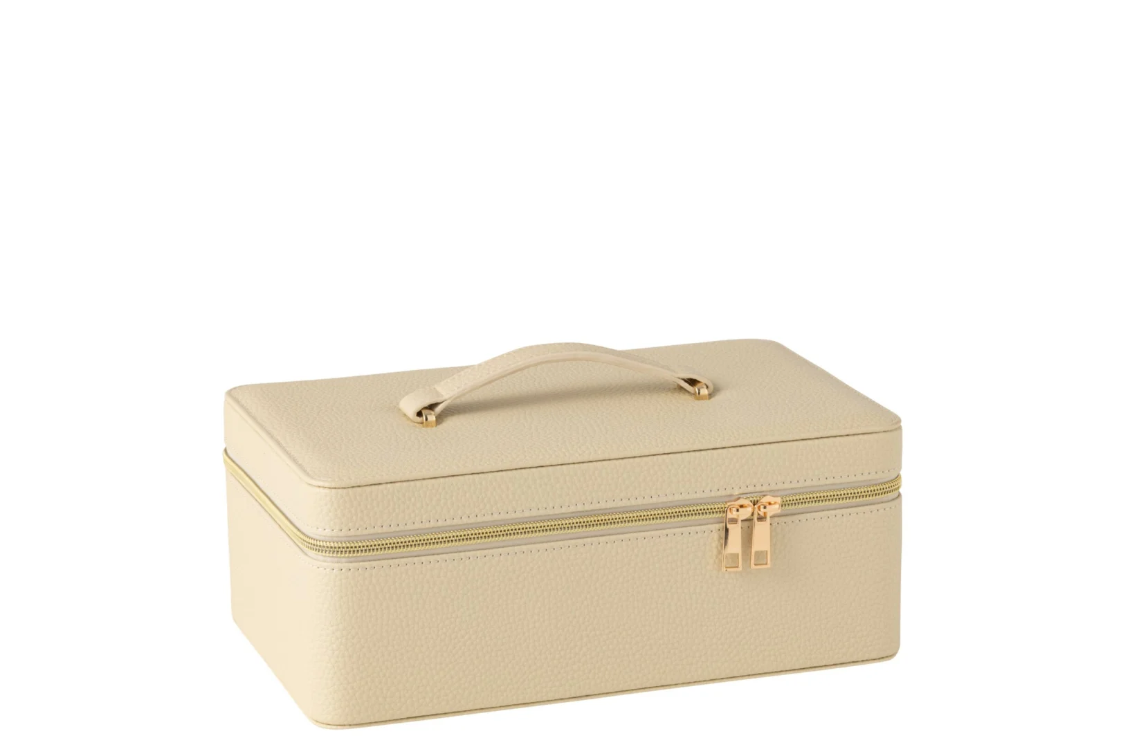 Spiegel Reikella beige cosmeticabox 19x12 cm met handvat en goudkleurige rits