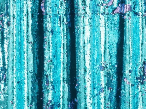 Gordijn Leessoro blauw met omkeerbare pailletten in turquoise en paars, decoratief woonaccent
