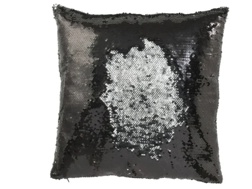 Kussen Rannon Zwart 45x45 cm met omkeerbare zwarte en zilveren pailletten, glanzend decoratief accent