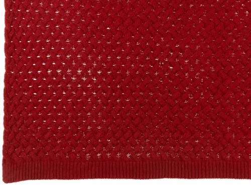 Plaid Kloosane Rood, rode gebreide plaid met open dessin en ribboord voor extra warmte en sfeer