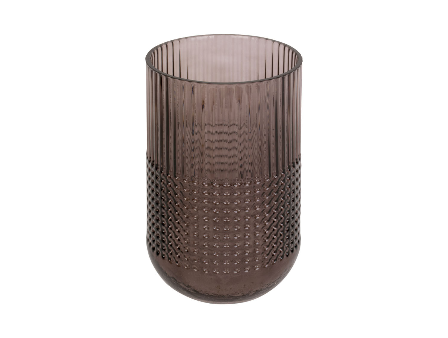 Vaas Zaldun glas bruin 20 cm met slank silhouet en ribbelstructuur