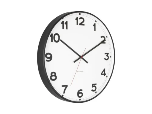 Wandklok Harro Wit met witte wijzerplaat, zwarte cijfers en moderne zwarte rand, 41 cm groot
