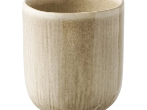 Mok Trenund beige steengoed met robuuste afwerking, compact formaat en natuurlijke uitstraling, set van 4