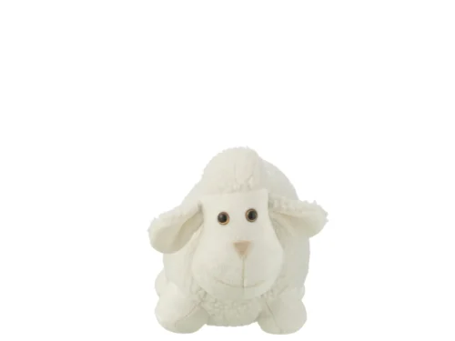 Witte Gaammine deurstopper van polyester met schattig schaapdesign en zachte, stevige vulling