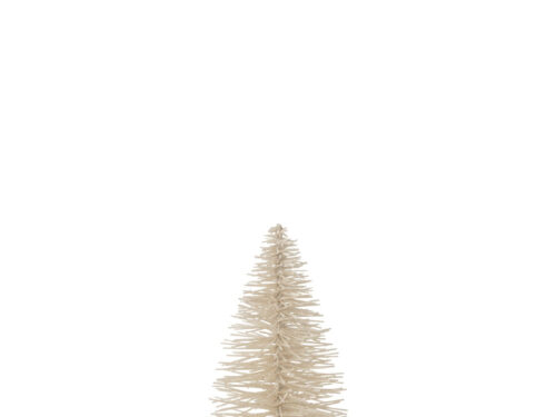 Kerstboom Bubona Hout Wit H70 cm met glitterafwerking en natuurlijke wilgenhouten basis