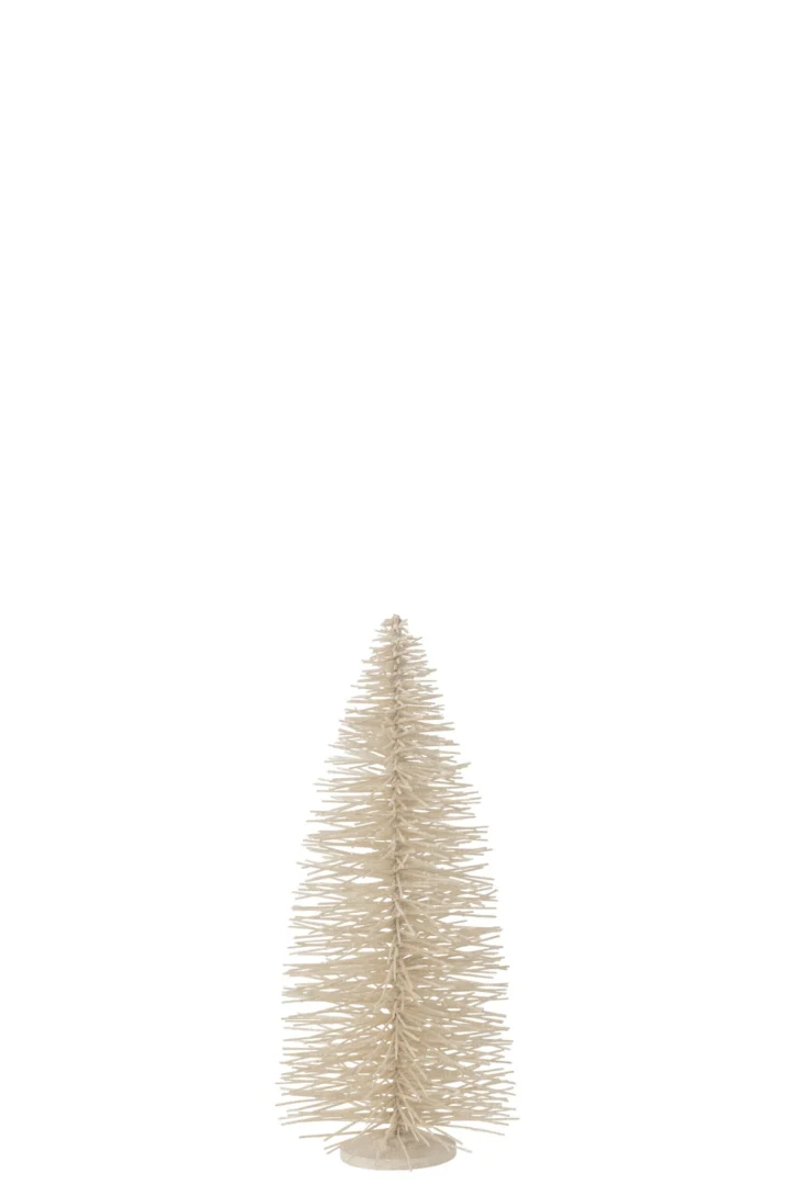 Kerstboom Bubona Hout Wit H70 cm met glitterafwerking en natuurlijke wilgenhouten basis