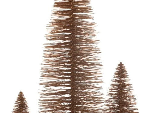 Kerstboom Veisea Hout Bruin H140 cm met glitterafwerking, slanke decoratieve kerstboom van wilgenhout, MDF en ijzer