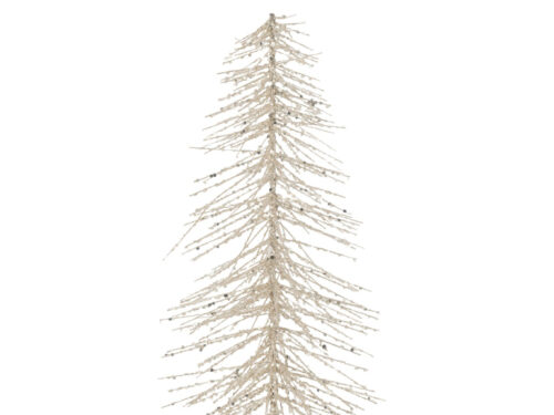 Vintone metalen kerstboom zilver 45 cm met witte en zilveren glitterafwerking op voet