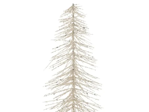 Vintone metalen kerstboom zilver 45 cm met witte en zilveren glitterafwerking op voet