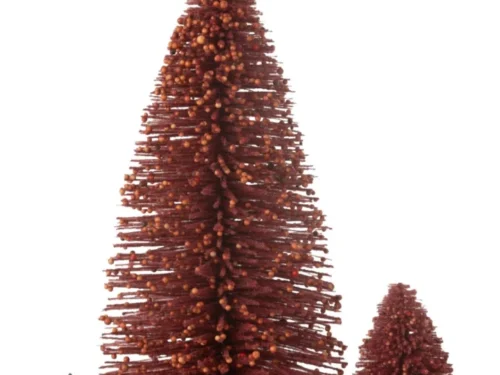 Vaabum rode kunststof kerstboom met glitters en bessen, 48 cm, compacte winterdecoratie